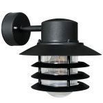 Nordlux Vejers Applique Murale Métal et Verre Noir | IP54 - Convient pour E27