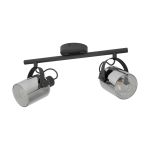 Eglo Plafonnier Berregas Acier Noir Chrome | IP20 - Convient pour 2x E27 